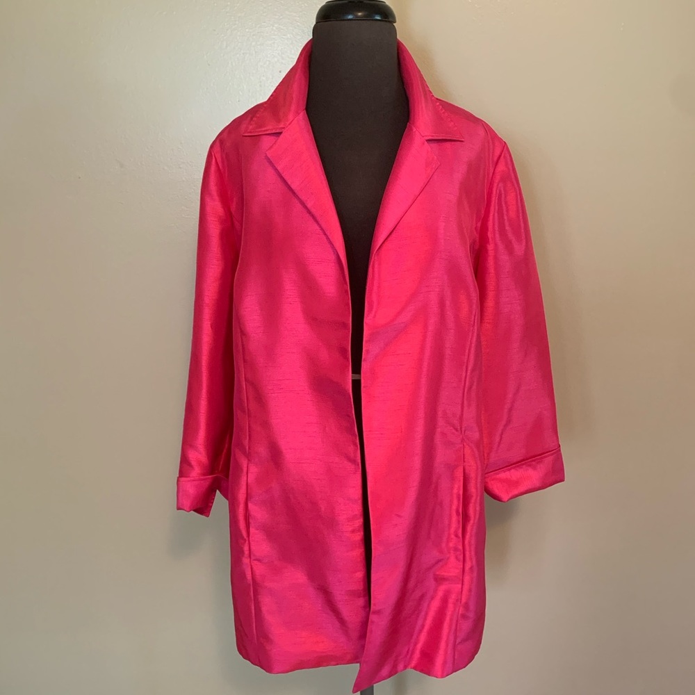 Hot Pink Chico's Long Jacket Sz 1 (8/10)